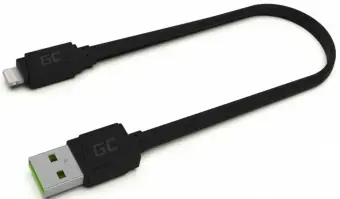 Green Cell data transfer and charging cable | USB-A to Lightning | 0.25m | black