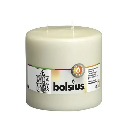 Svece cilindrs ar 3 degļiem Mamoth Ø150x150mm bēša 