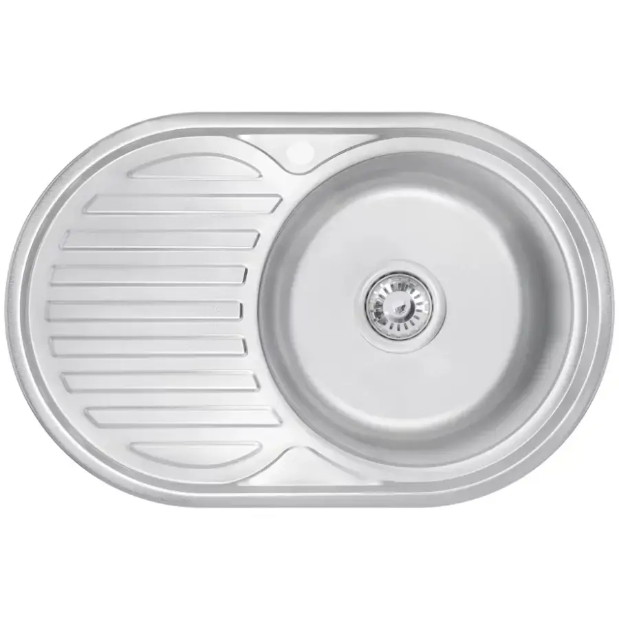 AB Kitchen sink 770X500X0.8MM with countertop, right, satin, with siphon