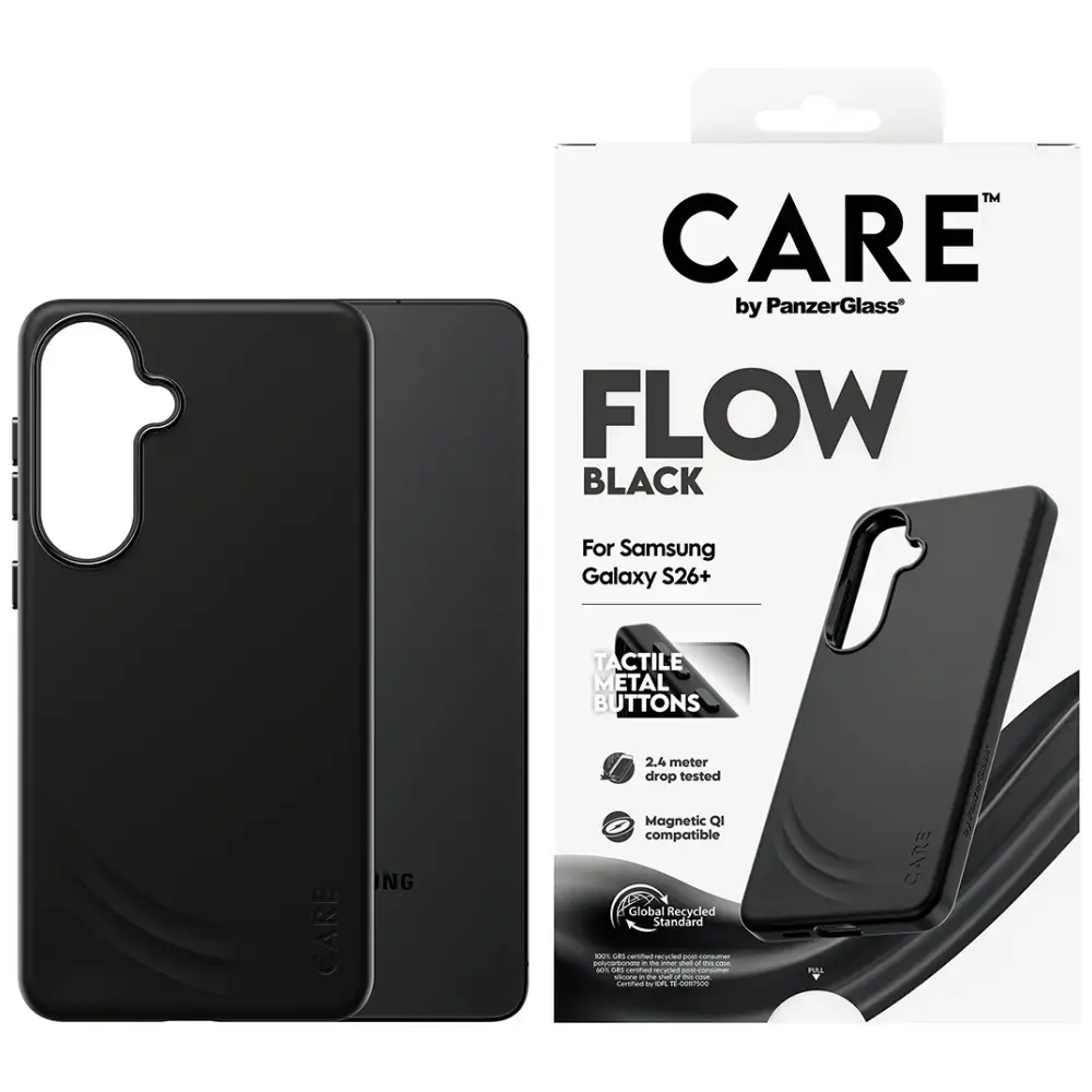 CARE by PanzerGlass Flow Black QI maciņš telefonam Samsung Galaxy S26+ (S947) melns