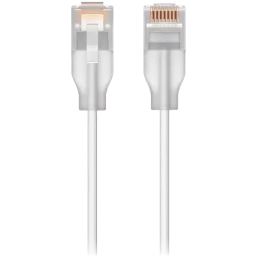 Ubiquiti UACC-Cable-Patch-EL-0.15M-W-24 Nano-thin patch cable with 2.5 GbE and PoE++ support designed to show Etherlighting™ effects, Translucent booted RJ45 for optimal Etherlighting™ brightness, Outer diameter 2.5 mm