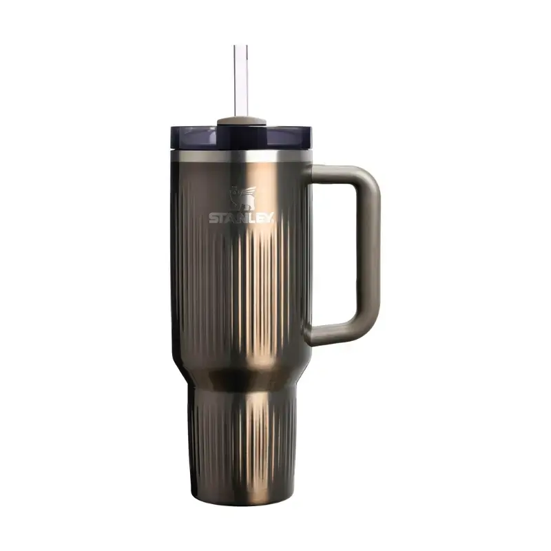 Termokrūze ar salmiņu The Quencher H2.0 Fluted Tumbler 1.18L spīdīgi tumši pelēka