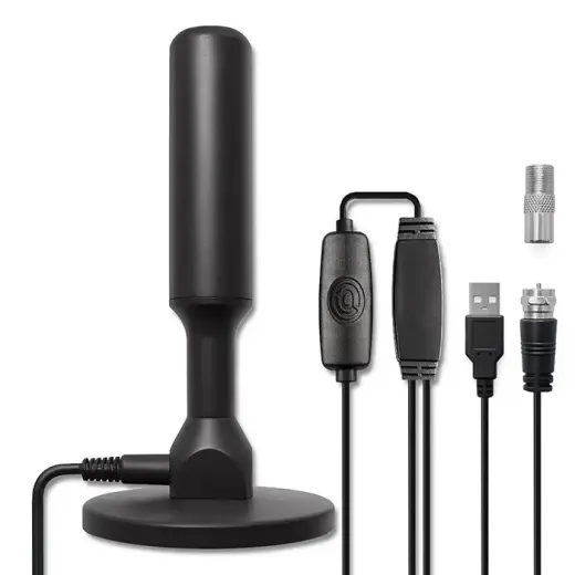 Qoltec Indoor DVB-T2 TV antenna with signal amplifier and magnetic base | 4K | 28dBi | 5m