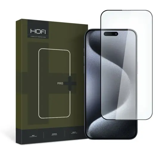 HOFI GLASS PRO+ karastatud klaas mudelile iPhone 15 Pro, must