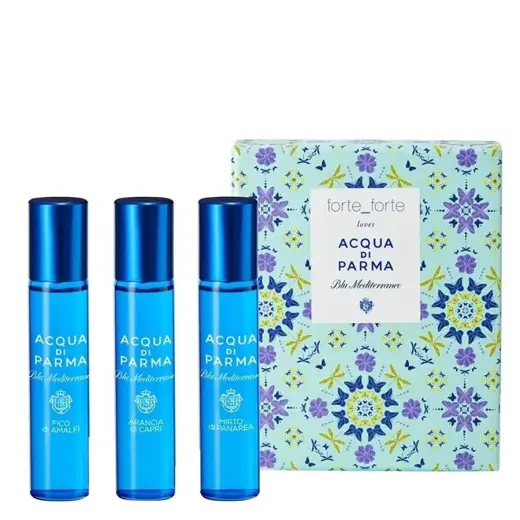 Set Acqua di Parma: Blu Mediterraneo Arancia di Capri, Eau De Toilette, Unisex, 12 ml + Blu Mediterraneo - Fico di Amalfi, Eau De Toilette, Unisex, 12 ml + Blu Mediterraneo - Mirto di Panarea, Eau De Toilette, Unisex, 12 ml