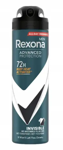 Rexona Advanced Antiperspirant Protection Against White and Yellow Stains 72 Hours for Men Invisible 150ml