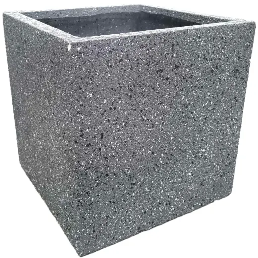 Flower pot, fiberglass, 30x30x30cm, dark grey