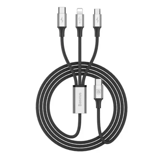 Baseus Rapid USB-C cable 3in1 Type C | Lightning | Micro 3A 1,2M - Black