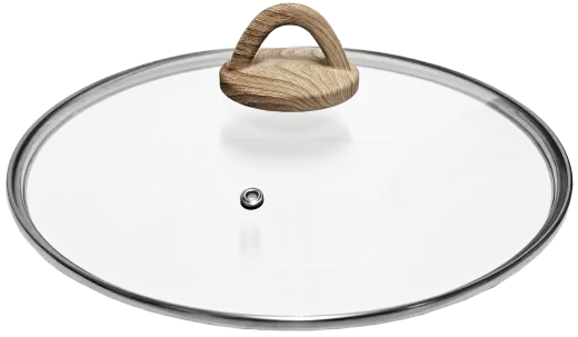 Vāks stikla Amber 28cm, ar koka imitācijas rokturi