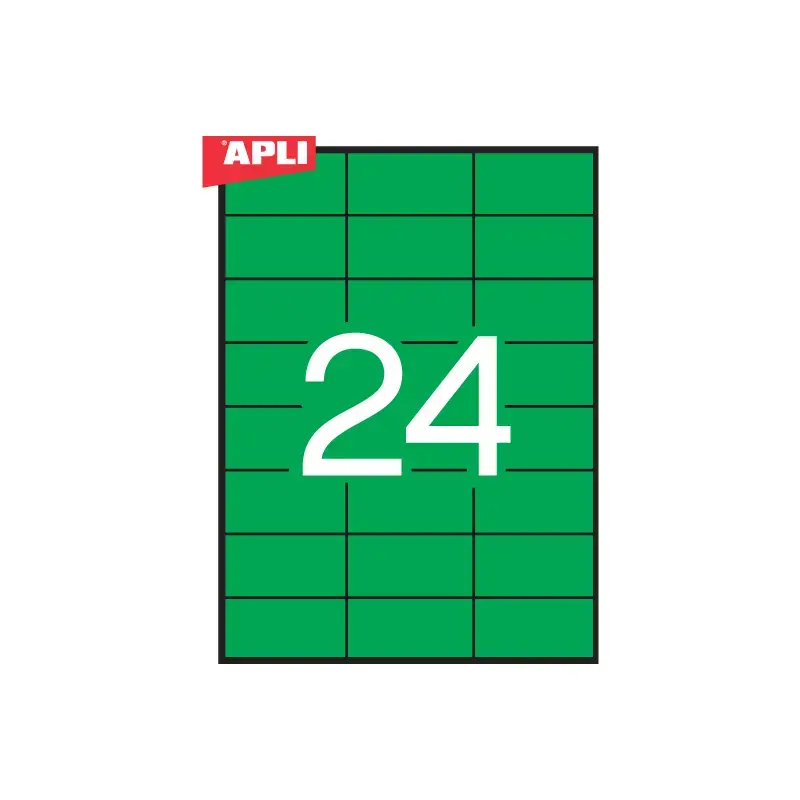 Uzlīmes APLI ILC ar izmēru 70x37mm, 20 loksnes/480 uzlīmes zaļas