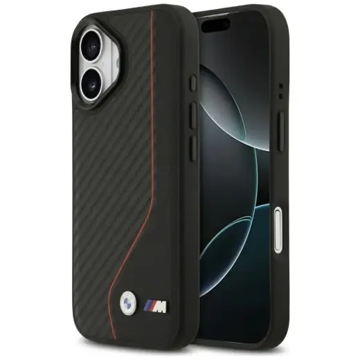 BMW M Carbon Line & Logo phone case with MagSafe support for iPhone 17 red