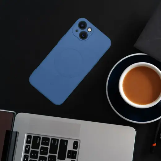 SILICONE MAG COVER case compatible with MagSafe for SAMSUNG A36 blue