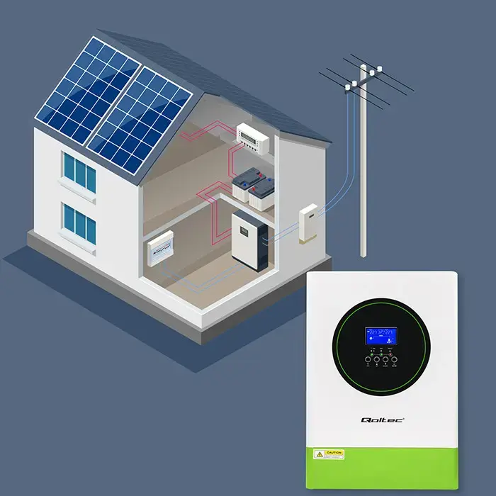 Qoltec Modular Hybrid Solar Inverter Off-Grid 6200W | 120A | 48V | MPPT | 12 units | BMS | AGM GEL LiFePO4 | Sinus | Wi-Fi option | Power factor 1.0
