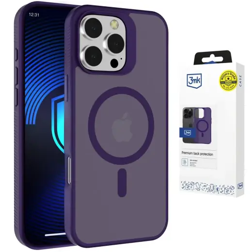 3mk Smoke MagCase maciņš ar MagSafe atbalstu telefonam iPhone 16 Pro Max violets caurspīdīgs