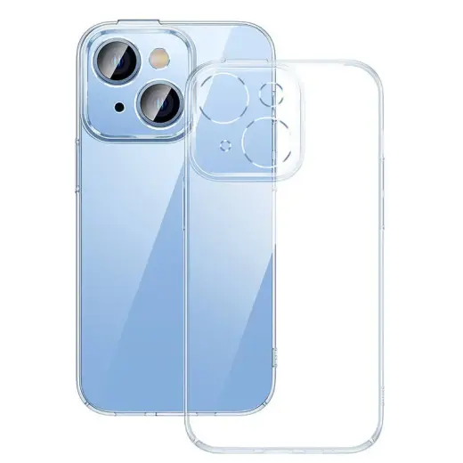 Baseus Crystal tālruņa maciņš + rūdīts stikls iPhone 14 (caurspīdīgs)