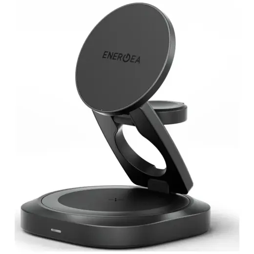 ENERGEA Alumag GYRO 360 bezvadu lādētājs | Qi 2.2 | Saderīgs ar MagSafe | 25W | pelēks