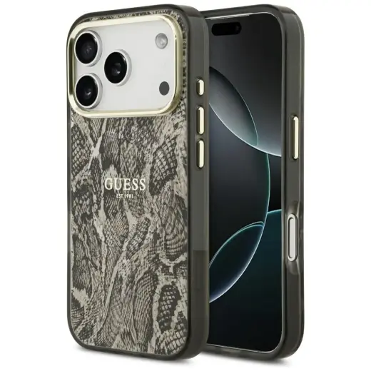 Guess Python Pattern MagSafe Case for iPhone 17 Pro / 18 Pro - Brown