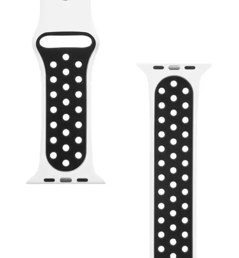 Tactical 174 Double Silicone Band for Apple iWatch 1|2|3|4|5|6|7|SE 42|44|45mm White|Black