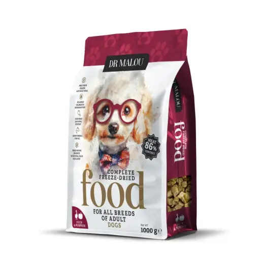 Liofilizēta barība suņiem - DR Malou, Duck with pumpkin pets food-Adult Dog freeze-dried c