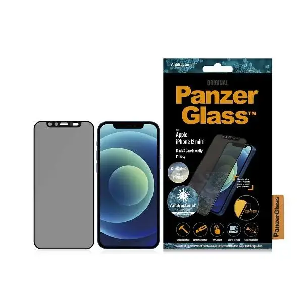 PanzerGlass E2E Microfracture iPhone 12 Mini 5,4" Case Friendly CamSlider Privacy Antibacterial czarny|black