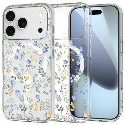 TECH-PROTECT FLEXAIR MAGSAFE IPHONE 17 PRO MAX SPRING FLOWERS telefoniümbris MagSafe toega Apple iPhone 17 Pro Max jaoks, läbipaistev