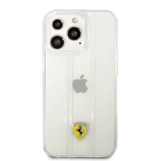 FES3SHCP13LTR Ferrari PC|TPU 3D Stripes Hard Case for iPhone 13 Pro Transparent
