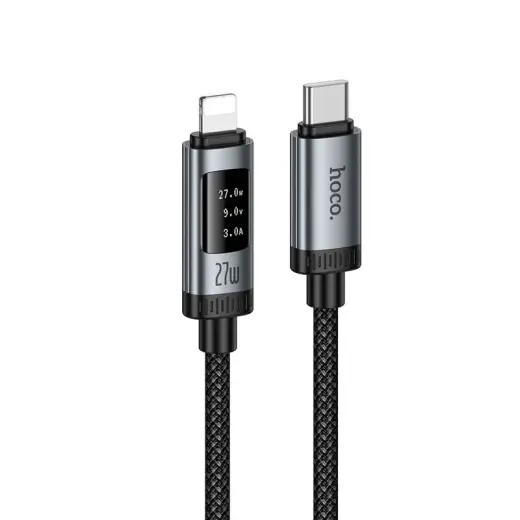 Hoco U148 провод для передачи данных и зарядки | USB-C на Lightning | PD | 27W | с LED дисплеем | 1.2m | чёрный