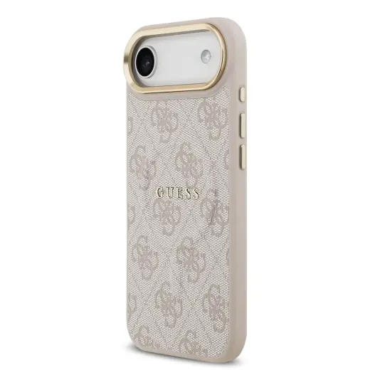 Guess PU Leather 4G Gold Frame MagSafe Case for iPhone Air Pink