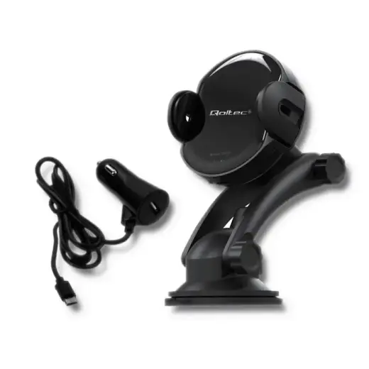 Qoltec Induction Wireless PRO Car Charger with IR Sensors | 15W | QC 3.0 | USB type C