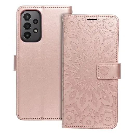 MEZZO mandala knyginio tipo telefono dėklas Samsung Galaxy A23 5G (A236) rožinis