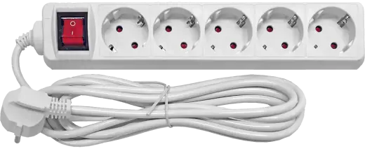 Pagarinātājs 5-vietīgs 5m a/z un slēdzi pievadvads 3Gx1.0mm
