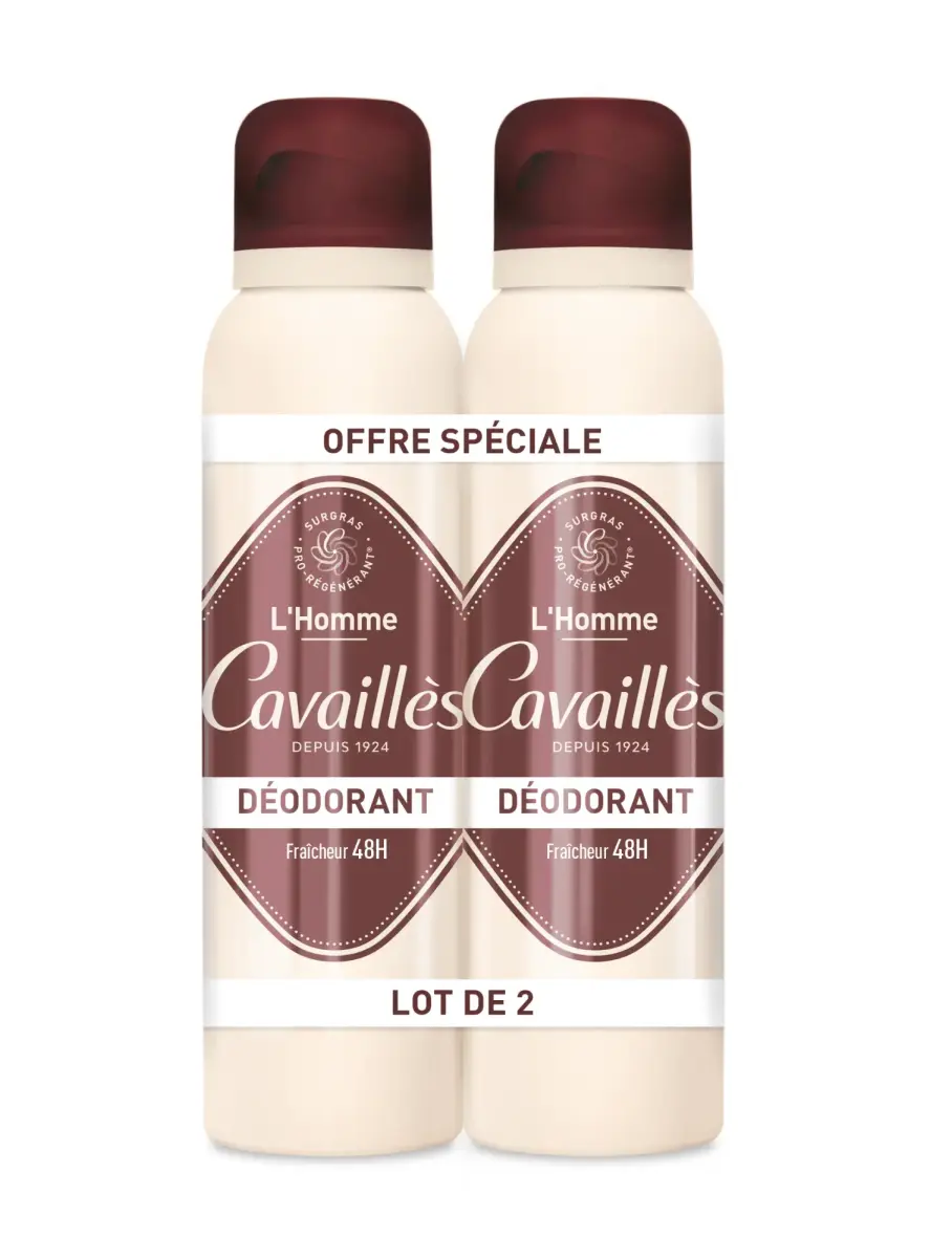 Set Duo, Roge Cavailles, L'Homme, 48h Protection, Deodorant Spray, For Men, 2 pcs, 150 ml