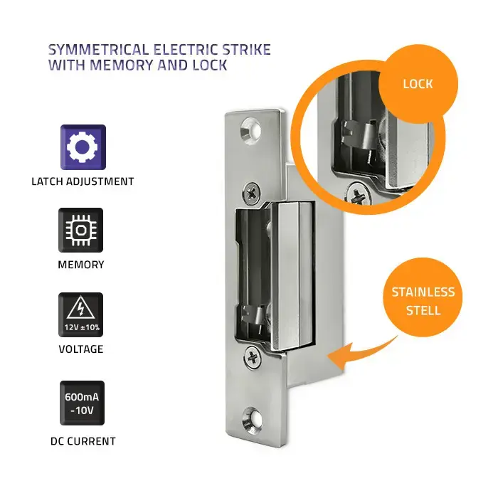 Qoltec Reverse electric strike | 12V | Stainless steel