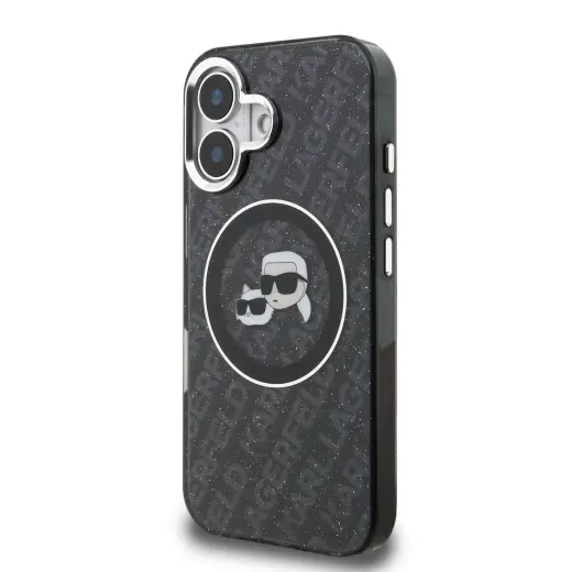 Karl Lagerfeld IML K&CH Heads Repeated Logo MagSafe Case for iPhone 16 Black