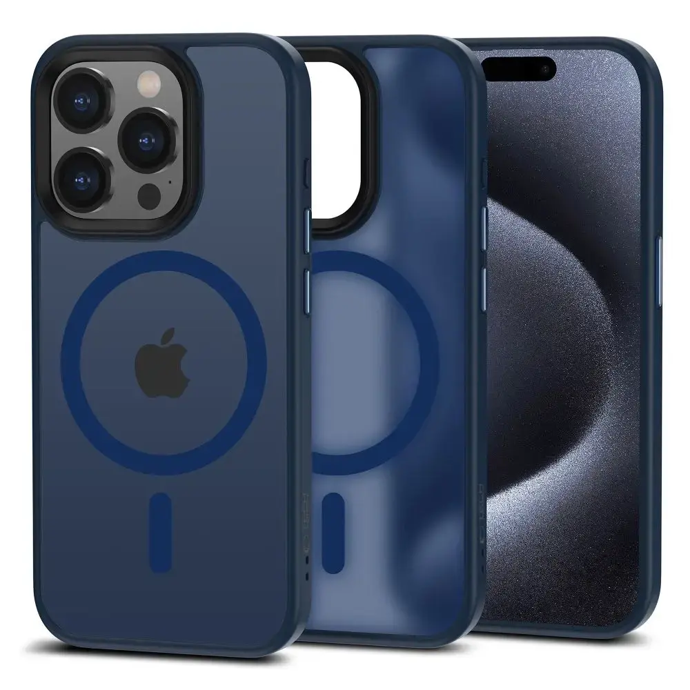 Tech-Protect MagMat MagSafe case for iPhone 15 Pro Max - navy blue matte