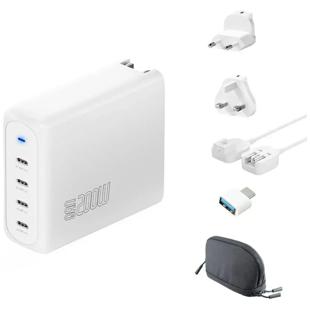4smarts GaN Flex Pro Travel tīkla lādētājs | 200W | GaN | USB-C | balts