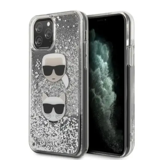 Karl Lagerfeld KLHCN65KCGLSL iPhone 11 Pro Max hardcase srebrny|silver Glitter Karl&Choupette