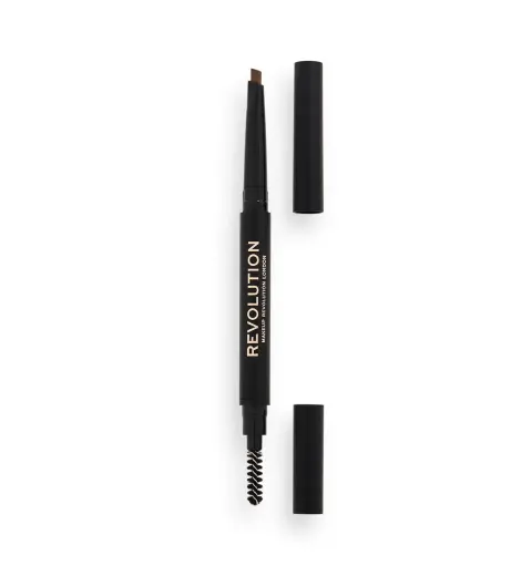 Makeup Revolution, Duo Brow Definer Pencil, Eyebrow Cream Pencil & Brush 2-In-1, Light Brown, 0.25 g