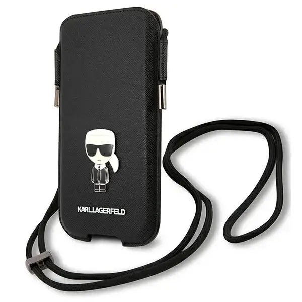 Karl Lagerfeld Torebka KLHCP12LOPHKMK 6,7" czarny|black hardcase Saffiano Ikonik Kar
`s