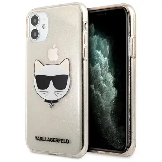 Karl Lagerfeld KLHCN61CHTUGLGO Choupette Head Glitter cover for Apple iPhone 11 gold