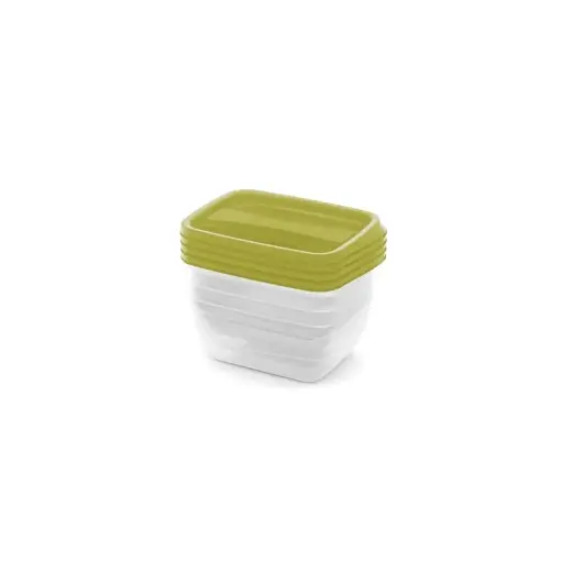 Rectangular food container set 4x0.75L Vedo transparent green
