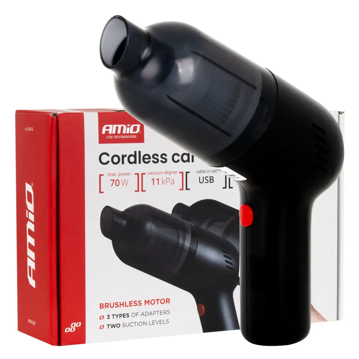 Cordless car vacuum cleaner 70W 11kPa USB-C VC-08 HEPA AMIO-04416