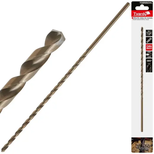 Ilgas HSS DIN1869 5.0 x 245mm Auksinis metalinis sraigtinis grąžtas