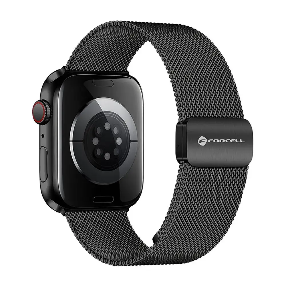 Forcell F-Design FA14 nutikella rihm Apple Watch (42/44/45/46/49 mm) jaoks | roostevaba teras | must