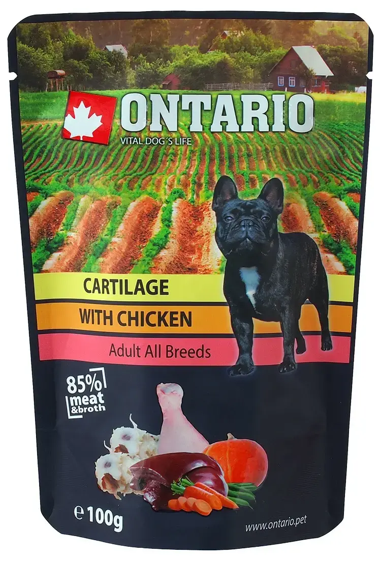 Konservi suņiem : Ontario Dog Cartilage with Chicken in Broth, 100g