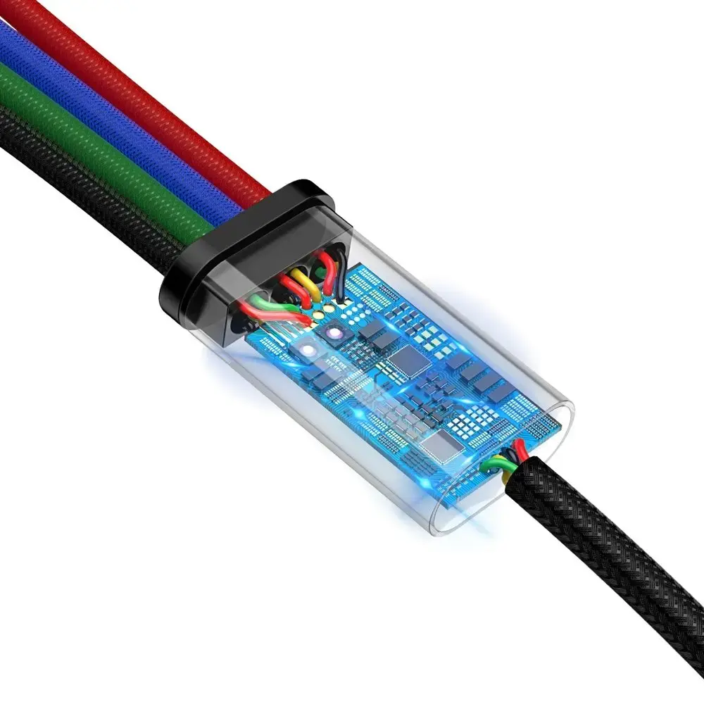 Baseus CA1T4-C01 4in1 USB-C | Lightning | 2x Micro 3.5A | 1.2m melns