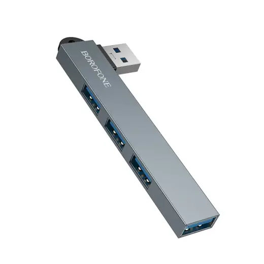Borofone Adapter HUB FH1 4 in 1 - USB to 3xUSB 2.0 + USB 3.0 - grey