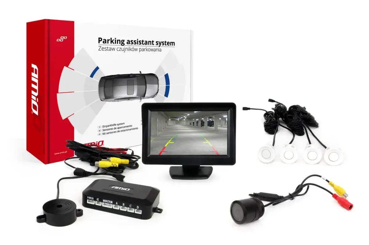 Parking assistant system TFT01 4,3" with HD-301-IR 4 sensors white
