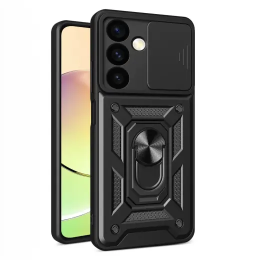 Hybrid Armor Camshield armored case for Samsung Galaxy S24+ with camera cover - black