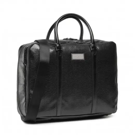 Guess, Guess, Leather, Leather Briefcase, Laptop Compartiment, Black, 40 x 30 x 9 cm, For Men